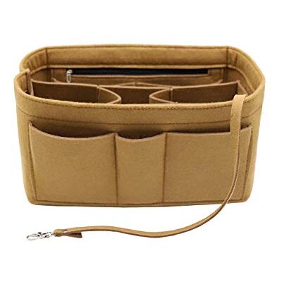 LEXSION Felt insert tyg handväska organiserpåse, påse infoga i väska med dragkedja inre ficka passar Neverfull Speedy 8010 Light Brown S LEXSION Felt insert tyg handväska organiserpåse, påse infoga i väska med dragkedja inre ficka passar Neverfull Speedy 8010 Light Brown S