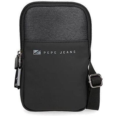 Pepe Jeans Jarvis axelväska, svart, 10,5 x 18 x 2 cm, polyester med detaljer av konstläder Pepe Jeans Jarvis axelväska, svart, 10,5 x 18 x 2 cm, polyester med detaljer av konstläder