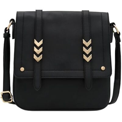 Alyssa Dubbel fack stor flapover crossbody väska, Svart, onesize Alyssa Dubbel fack stor flapover crossbody väska, Svart, onesize