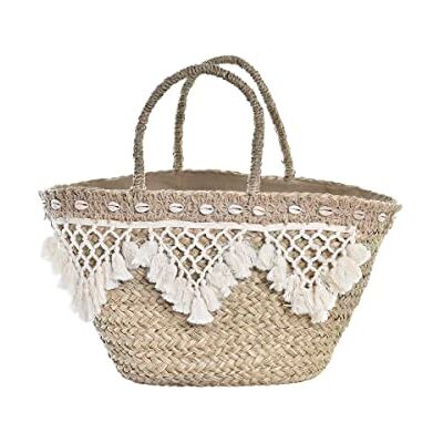 DKD Home Decor Polyester Naturlig strandväska (56 x 27 x 30 cm), Komposit, Vit (Vit), Unik DKD Home Decor Polyester Naturlig strandväska (56 x 27 x 30 cm), Komposit, Vit (Vit), Unik