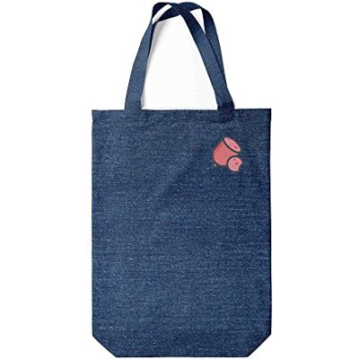 Green Fish Denim Tote Tote väska, Återanvändbar matkasse, shoppingväska, maskintvättbar, vikbar, denim handväska med handtag, 22 x 26 cm Green Fish Denim Tote Tote väska, Återanvändbar matkasse, shoppingväska, maskintvättbar, vikbar, denim handväska med handtag, 22 x 26 cm