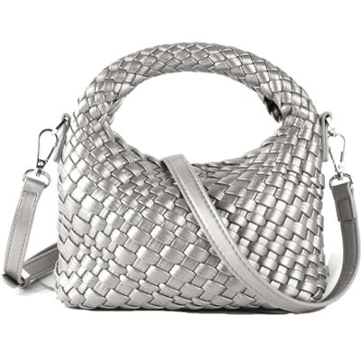 ZEDIUH Woven Purse For Women, Small Crossbody Tote Bag with Detachable Shoulder Strap, Girls Top Handle Handbag (Silver) ZEDIUH Woven Purse For Women, Small Crossbody Tote Bag with Detachable Shoulder Strap, Girls Top Handle Handbag (Silver)