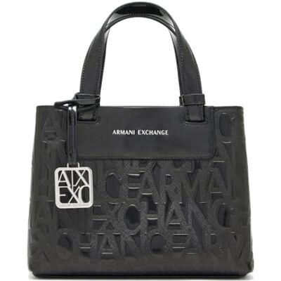 Giorgio Armani Lize Pebble Logo Chain Shopping Bag, Svart, svart, Einheitsgröße Giorgio Armani Lize Pebble Logo Chain Shopping Bag, Svart, svart, Einheitsgröße