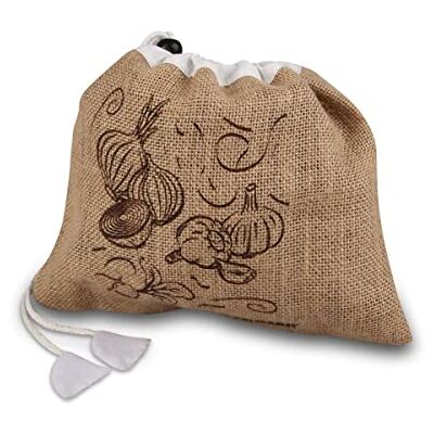 FACKELMANN Frukt-/grönsakspåse liten, påse: jute/polyester, brun/vit, ca 27,5 x 23 cm FACKELMANN Frukt-/grönsakspåse liten, påse: jute/polyester, brun/vit, ca 27,5 x 23 cm