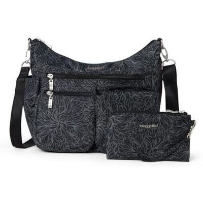 Baggallini Modern överallt crossbody kvinnor 11 x 9 x 4,5 RFID hobo-väska, Midnatt blomtryck, onesize Baggallini Modern överallt crossbody kvinnor 11 x 9 x 4,5 RFID hobo-väska, Midnatt blomtryck, onesize