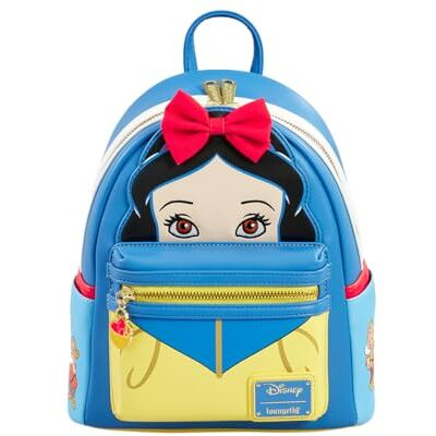 Loungefly Disney snövit och de sju dvärgarna cosplay kvinnors dubbel rem axelväska handväska, blå, medium, BLÅ, M Loungefly Disney snövit och de sju dvärgarna cosplay kvinnors dubbel rem axelväska handväska, blå, medium, BLÅ, M