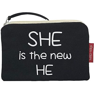 hello-bags Myntväska/liten påse. 100% bomull. Inkluderar dragkedja och foder. Förpackad i ett presentkuvert av kraft. Modell: "SHEISTHE". Färg: Svart. Mått: 14 x 10 cm, Svart, Small hello-bags Myntväska/liten påse. 100% bomull. Inkluderar dragkedja och foder. Förpackad i ett presentkuvert av kraft. Modell: "SHEISTHE". Färg: Svart. Mått: 14 x 10 cm, Svart, Small