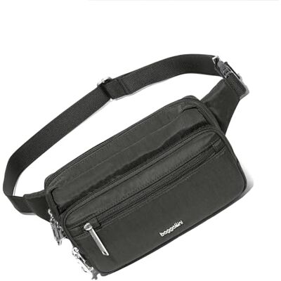Baggallini Dam Securtex Anti-Theft Belt Pack för kvinnor RFID-plånbok låsning blixtlås Travel Bag Crossbody Purse midjeväska, antracit, antracit, Einheitsgröße Baggallini Dam Securtex Anti-Theft Belt Pack för kvinnor RFID-plånbok låsning blixtlås Travel Bag Crossbody Purse midjeväska, antracit, antracit, Einheitsgröße