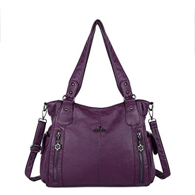 Kiss Handbag Hobo Women Shoulder Bag/Handbag Roomy Multiple Pockets Fashion PU Tote, Purple Kiss Handbag Hobo Women Shoulder Bag/Handbag Roomy Multiple Pockets Fashion PU Tote, Purple