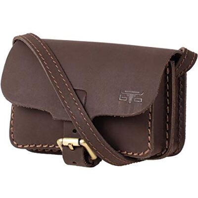 MIKA Unisex axelväska av äkta läder/sadelläder, dam axelväska väska med 1 huvudfack, disco läderväska för kvinnor bagage – handbagage (1-pack), Mörkbrun, ca. 15 x 5 x 11 cm, antik MIKA Unisex axelväska av äkta läder/sadelläder, dam axelväska väska med 1 huvudfack, disco läderväska för kvinnor bagage – handbagage (1-pack), Mörkbrun, ca. 15 x 5 x 11 cm, antik