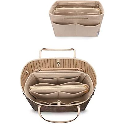 LEXSION Filt handväska väska organiseringsinsats med dragkedja väska tygväska formare passform Speedy Neverful PM MM, 1-beige, smal stor LEXSION Filt handväska väska organiseringsinsats med dragkedja väska tygväska formare passform Speedy Neverful PM MM, 1-beige, smal stor