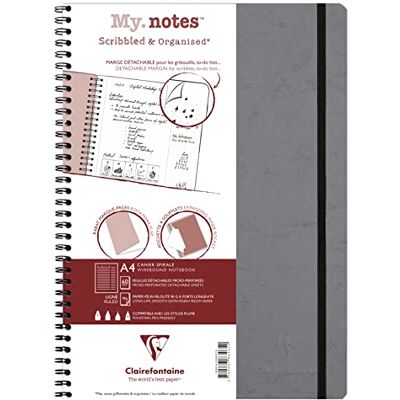 Clairefontaine 783465C Age Bag My.Notes cahier reliure intégrale à marge détachable 21x29,7cm 120p détach. ligné gris Clairefontaine 783465C Age Bag My.Notes cahier reliure intégrale à marge détachable 21x29,7cm 120p détach. ligné gris