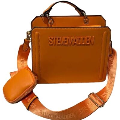 Steve Madden kvinnors Bevelyn konvertibel axelremsväska, Einheitsgröße, Mango, en storlek Steve Madden kvinnors Bevelyn konvertibel axelremsväska, Einheitsgröße, Mango, en storlek