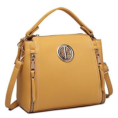 Miss Lulu damhandväskor PU-läder casual resor damer topphandtag crossbody axel messengerväska liten tygväska ljus gyllene hårdvara, gUL, 9.8 x 4.3 x 8.7 inches, Cross-Body Väskor Miss Lulu damhandväskor PU-läder casual resor damer topphandtag crossbody axel messengerväska liten tygväska ljus gyllene hårdvara, gUL, 9.8 x 4.3 x 8.7 inches, Cross-Body Väskor