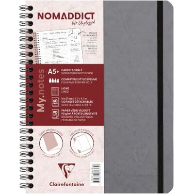 Clairefontaine 782365C Age Bag My.Notes carnet reliure intégrale à marge détachable 16x21cm 120p détach. ligné gris Clairefontaine 782365C Age Bag My.Notes carnet reliure intégrale à marge détachable 16x21cm 120p détach. ligné gris