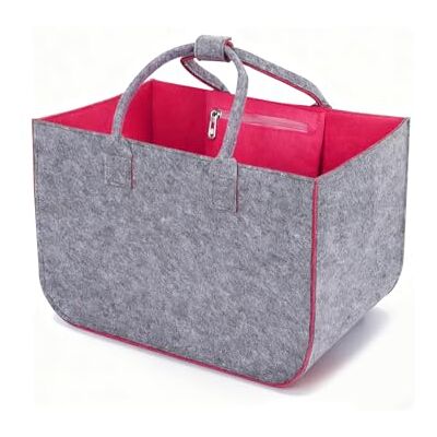 Cozary Filtväska, shoppingväska, 30 l, stora filtväskor, shopper med dragkedjefack, bärväska, filt, vikbar med handtag, shoppingväska, vedväska, shoppingkorg, grå + rosa, 40 x 27 x 27 cm, Grå ros Cozary Filtväska, shoppingväska, 30 l, stora filtväskor, shopper med dragkedjefack, bärväska, filt, vikbar med handtag, shoppingväska, vedväska, shoppingkorg, grå + rosa, 40 x 27 x 27 cm, Grå ros