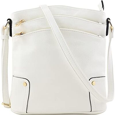 Alyssa Trippel blixtlåsficka stor crossbody väska, Vitt en storlek Alyssa Trippel blixtlåsficka stor crossbody väska, Vitt en storlek