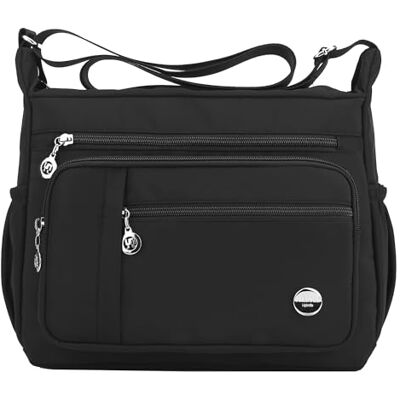 MINTEGRA Dam axelväska rymlig flera fickor väska dam crossbody handväska mode tygväska topp handtag skolväska, svart-L, L, Svart, Large MINTEGRA Dam axelväska rymlig flera fickor väska dam crossbody handväska mode tygväska topp handtag skolväska, svart-L, L, Svart, Large