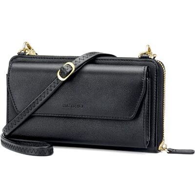 nuoku kvinnors RFID plånbok handväska armband crossbody kuvertväska med dragkedja runt 2 band, Svart Medium nuoku kvinnors RFID plånbok handväska armband crossbody kuvertväska med dragkedja runt 2 band, Svart Medium