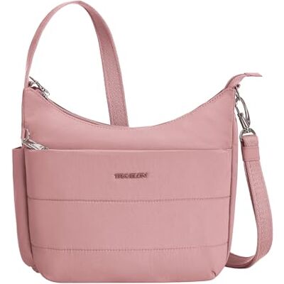 Travelon unisex anti-stöld roam medium crossbody, Ökenrosa, 8"H(center) x 9.75"H(wing) x 11W x 3"D Travelon unisex anti-stöld roam medium crossbody, Ökenrosa, 8"H(center) x 9.75"H(wing) x 11W x 3"D