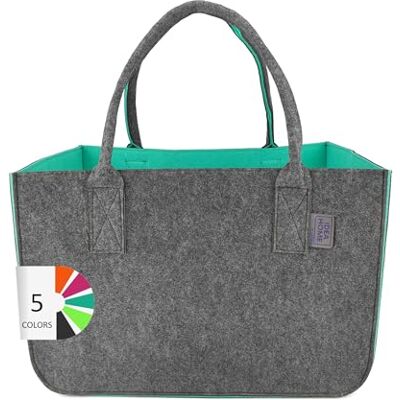 IDEA HOME Filtväska, Valencia, shopper, stor, 30 liter, shoppingväska, XXL, hopfällbar shoppingkorg, vedväska, klädkorg, leksaksväska, mörkgrå/turkos IDEA HOME Filtväska, Valencia, shopper, stor, 30 liter, shoppingväska, XXL, hopfällbar shoppingkorg, vedväska, klädkorg, leksaksväska, mörkgrå/turkos