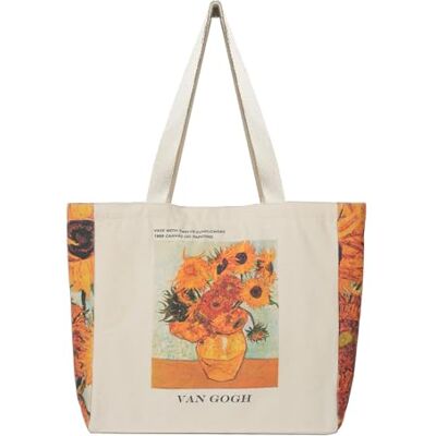 BROADREAM Canvas tygväska, extra stor kapacitet handväskor axelväskor med dragkedja, återanvändbar shoppingväska, estetiska vintage väskor, stor axelväska för kvinnor arbete skola högskola daglig BROADREAM Canvas tygväska, extra stor kapacitet handväskor axelväskor med dragkedja, återanvändbar shoppingväska, estetiska vintage väskor, stor axelväska för kvinnor arbete skola högskola daglig