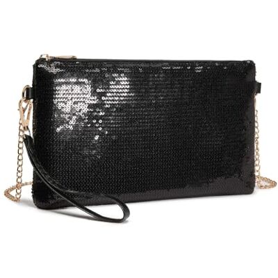 Miss Lulu damer mode paljetter väska mini clutch små damer kedjeväska axelväska för bröllop, dejter och olika tillfällen, svart Miss Lulu damer mode paljetter väska mini clutch små damer kedjeväska axelväska för bröllop, dejter och olika tillfällen, svart