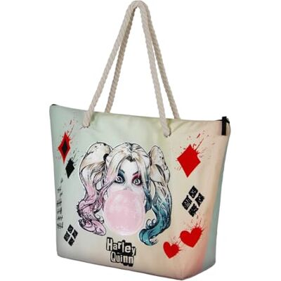 KARACTERMANIA Harley Quinn Mad Love-Soleil strandväska, beige, 52 x 37 cm, BEIgE, En storlek, Soleil strandväska galen kärlek KARACTERMANIA Harley Quinn Mad Love-Soleil strandväska, beige, 52 x 37 cm, BEIgE, En storlek, Soleil strandväska galen kärlek
