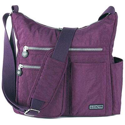 MHCNLL Crossbody väska med stöldskydd RFID-ficka kvinnor lätt vattentålig handväska, Lila, 11.5" x 4.8" x 12 MHCNLL Crossbody väska med stöldskydd RFID-ficka kvinnor lätt vattentålig handväska, Lila, 11.5" x 4.8" x 12