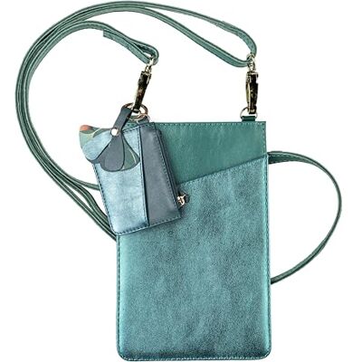 Clairefontaine 115952C Lot Pochette Pour Téléphone Portable En Cuir + Porte Cartes en Cuir + Porte Clés en Cuir Bleu indigo Irisé et Vert Sapin/Petite Sacoche Pour Téléphone Sac Bandoulière Femme Clairefontaine 115952C Lot Pochette Pour Téléphone Portable En Cuir + Porte Cartes en Cuir + Porte Clés en Cuir Bleu indigo Irisé et Vert Sapin/Petite Sacoche Pour Téléphone Sac Bandoulière Femme