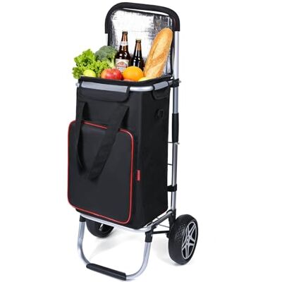YEAUPE PRO Shoppingvagn med kylfack max. 50 l & 25 kg lastkapacitet vikbar 3-i-1-vagn, säckkärra och axelväska Handvagn, shoppingvagn (svart/röd) YEAUPE PRO Shoppingvagn med kylfack max. 50 l & 25 kg lastkapacitet vikbar 3-i-1-vagn, säckkärra och axelväska Handvagn, shoppingvagn (svart/röd)