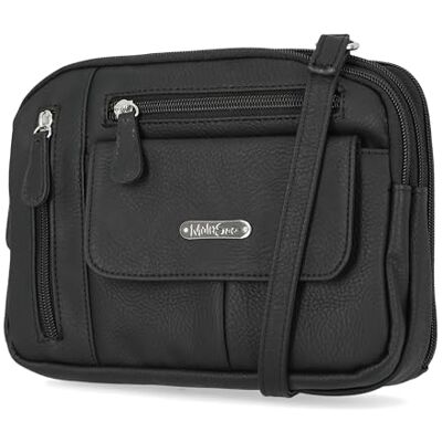 MultiSac Dam dragkedja trippelfack crossbody väska tvärs över kroppen, Svart Svart en storlek MultiSac Dam dragkedja trippelfack crossbody väska tvärs över kroppen, Svart Svart en storlek