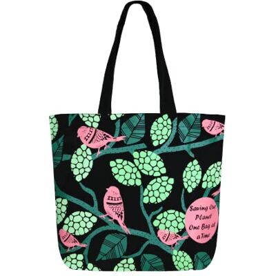 Eco Right kanvasväska, damer, shopper, damer, stor, strandväska med dragkedja, shoppingväska, Sparvar (svart), Einheitsgröße Eco Right kanvasväska, damer, shopper, damer, stor, strandväska med dragkedja, shoppingväska, Sparvar (svart), Einheitsgröße