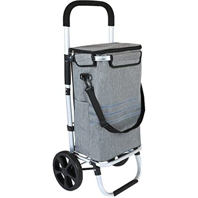 Ribelli Shoppingvagn med kylfack, shoppingvagn vikbar upp till 45 kg, högkvalitativ aluminiumram, shoppingvagn med sidofickor, avtagbar väska användbar som bärväska, grå 500712 Ribelli Shoppingvagn med kylfack, shoppingvagn vikbar upp till 45 kg, högkvalitativ aluminiumram, shoppingvagn med sidofickor, avtagbar väska användbar som bärväska, grå 500712