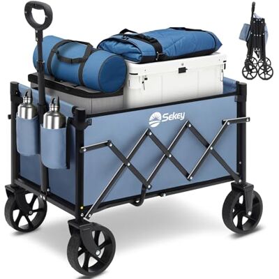 Sekey rullvagn, vikbar liten 70-80 kg, handvagn med broms, vikbar shoppingvagn, campingvagn med höjdjusterbart handtag, lätt och platsbesparande, mini 4029, blå Sekey rullvagn, vikbar liten 70-80 kg, handvagn med broms, vikbar shoppingvagn, campingvagn med höjdjusterbart handtag, lätt och platsbesparande, mini 4029, blå
