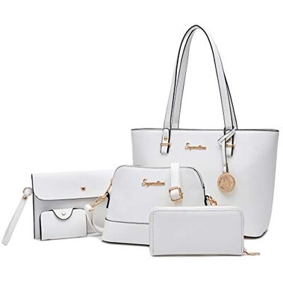 Soperwillton handväska för kvinnor axelväskor skolväska tygväska 5 st handväskeset, BEIgE, Large Soperwillton handväska för kvinnor axelväskor skolväska tygväska 5 st handväskeset, BEIgE, Large