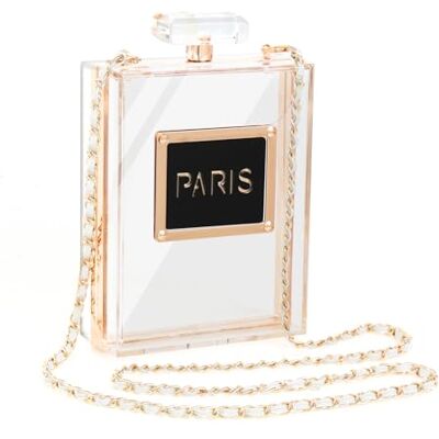 WJCD Clear Purses for Women Paris Perfume Shaped Clear Purse Evening Bags Vintage Banquet Handbag (Transparent) WJCD Clear Purses for Women Paris Perfume Shaped Clear Purse Evening Bags Vintage Banquet Handbag (Transparent)