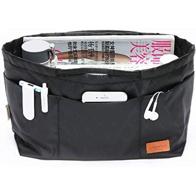 iN. Purse Organizer Insert with zipper Nylon fabric for women Handbags & Totebag black Size: Small: 13"(Top)/8.7"(Bottom) L × 4.7" W × 7.5" H iN. Purse Organizer Insert with zipper Nylon fabric for women Handbags & Totebag black Size: Small: 13"(Top)/8.7"(Bottom) L × 4.7" W × 7.5" H