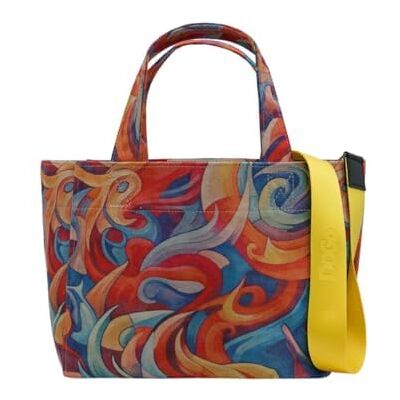 DOGO Dam vegansk blå medium toteväska spiraler av färg mönster, Material: Polyester, Taille unique DOGO Dam vegansk blå medium toteväska spiraler av färg mönster, Material: Polyester, Taille unique