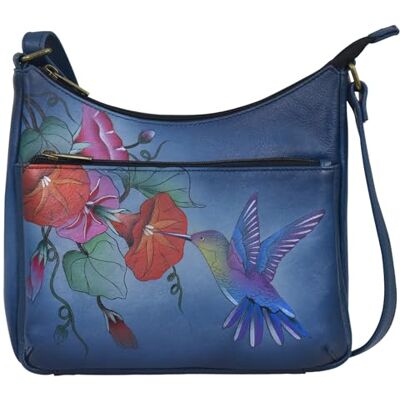 Anna by Anuschka Original Hand-Painted Medium Crossbody-Leather Handbag for Women, Hummingbird Glory Anna by Anuschka Original Hand-Painted Medium Crossbody-Leather Handbag for Women, Hummingbird Glory