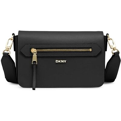 DKNY kvinnors Bryant AVE MD Flap Crossbody handväska, BLK/Guld DKNY kvinnors Bryant AVE MD Flap Crossbody handväska, BLK/Guld