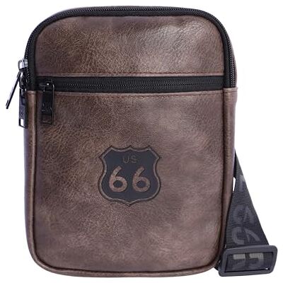 Route 66 Handväska för män axelväskor för män axelväska för män axelväska i läder present för daglig användning, resor, affärer, Cesar Route 66 Handväska för män axelväskor för män axelväska för män axelväska i läder present för daglig användning, resor, affärer, Cesar