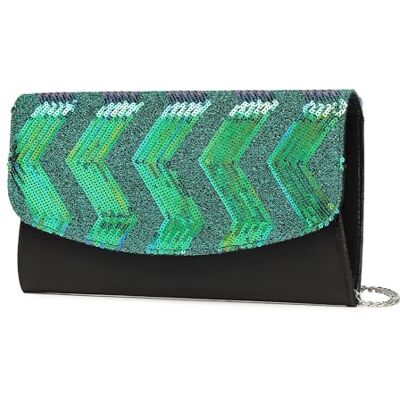 Miss Lulu mini crossbody väska för kvinnor kuvertkedja axelväska kväll fest lysande paljetter, Svart och grönt, Western Miss Lulu mini crossbody väska för kvinnor kuvertkedja axelväska kväll fest lysande paljetter, Svart och grönt, Western