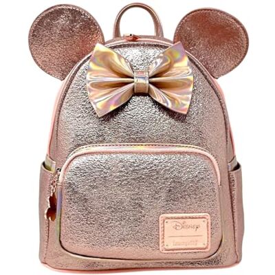 Loungefly Disney Mimmi Pigg rosa ros metallisk dam dubbel rem axelväska handväska, rosa, medium, klassisk, Rosa, M Loungefly Disney Mimmi Pigg rosa ros metallisk dam dubbel rem axelväska handväska, rosa, medium, klassisk, Rosa, M