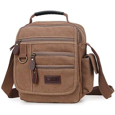 Sunsomen herrväska kanvas axelväska liten messenger crossbody väska arbetsväska vintage multifunktion, Kaffe, One_Size Sunsomen herrväska kanvas axelväska liten messenger crossbody väska arbetsväska vintage multifunktion, Kaffe, One_Size