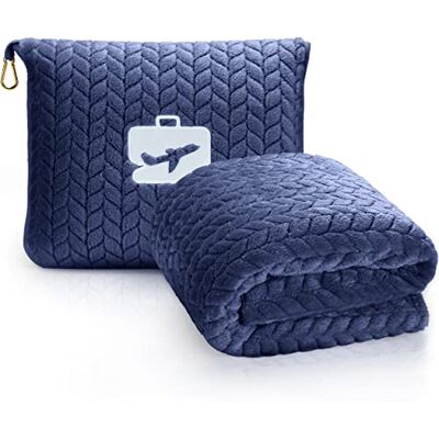 EverSnug Premium resefilt kudde – mjuk 2-i-1 flygfilt med mjuk väska, handbagage ärm och ryggsäcksklämma (marinblå) EverSnug Premium resefilt kudde – mjuk 2-i-1 flygfilt med mjuk väska, handbagage ärm och ryggsäcksklämma (marinblå)