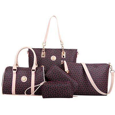 KEEPOP Women Handbag Set 6 Pcs PU Leather Tote Purse Set Multi-purpose Classic Shoulder Bag (Coffee) KEEPOP Women Handbag Set 6 Pcs PU Leather Tote Purse Set Multi-purpose Classic Shoulder Bag (Coffee)