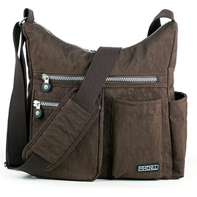 MHCNLL Crossbody väska med stöldskydd RFID-ficka kvinnor lätt vattentålig handväska, Brun, Medium MHCNLL Crossbody väska med stöldskydd RFID-ficka kvinnor lätt vattentålig handväska, Brun, Medium