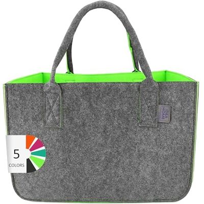 IDEA HOME Filtväska, shopper, stor – 30 liter, shoppingväska, XXL, hopfällbar shoppingkorg, vedväska, klädkorg, leksaksväska, mörkgrå/limefärg, limefärger IDEA HOME Filtväska, shopper, stor – 30 liter, shoppingväska, XXL, hopfällbar shoppingkorg, vedväska, klädkorg, leksaksväska, mörkgrå/limefärg, limefärger