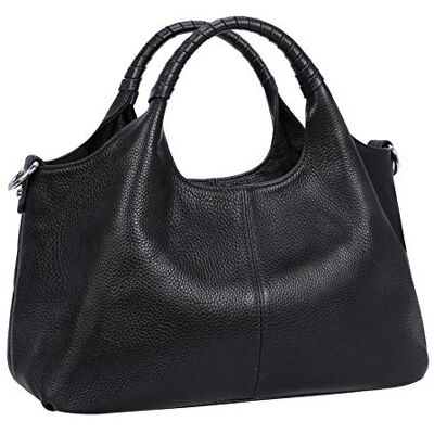 Iswee Äkta läder plånböcker och handväskor för kvinnor axelväska topphandtag Satchel dam hobo crossbody väskor, svart, svart Iswee Äkta läder plånböcker och handväskor för kvinnor axelväska topphandtag Satchel dam hobo crossbody väskor, svart, svart